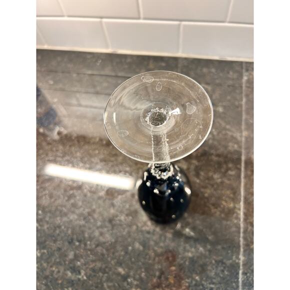 Vintage Art Glass Goblet Clear Twisted Stem Handcrafted in Yugoslavia Amethyst - Picture 6 of 8